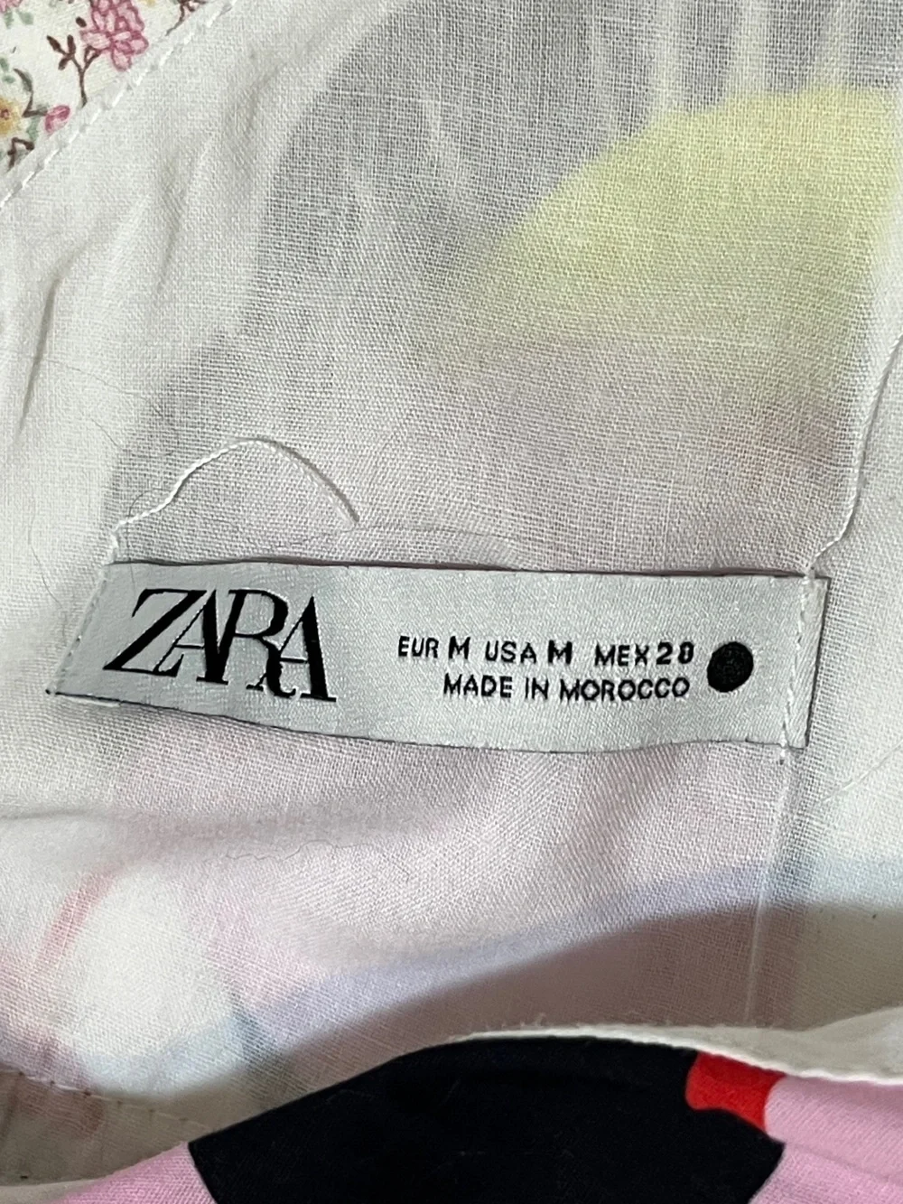Zara Pink, Black & White Floral One-Shoulder Asymmetrical Top. Medium